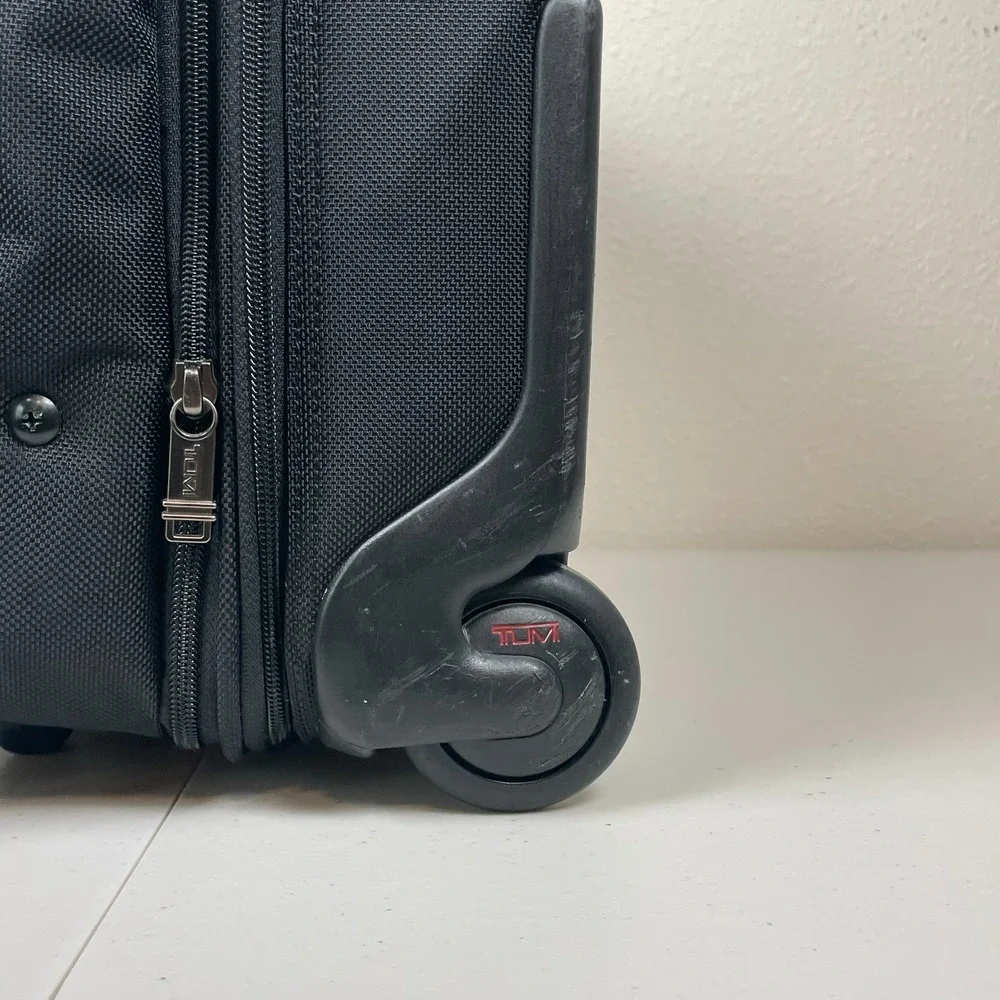 TUMI Alpha Wheeled Briefcase 26103D4 Black Nylon Expandable Rolling Laptop Bag